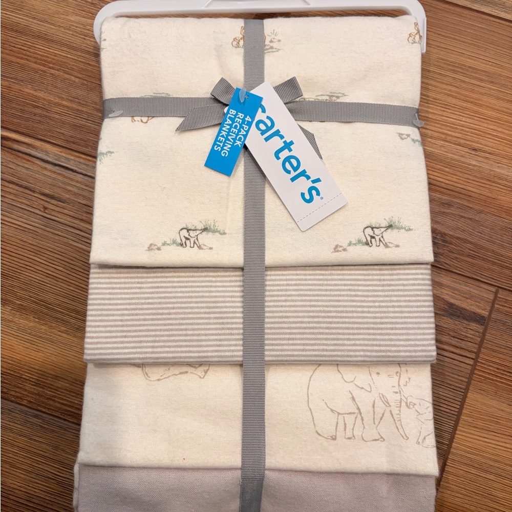 Carter's Cream Wildlife Print Receiving Blanket Set of Four